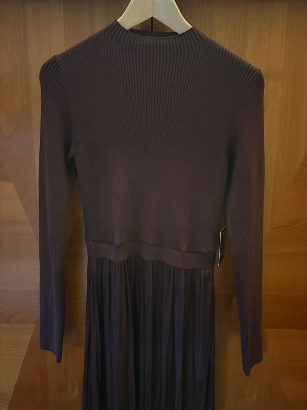Simply Vera Vera Wang Long-Sleeve Knit & Pleated Dress in Plum